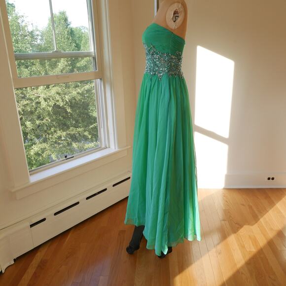 Fairy Dress Vintage Y2K Cache green beaded corset prom evening gown small - Picture 12 of 13
